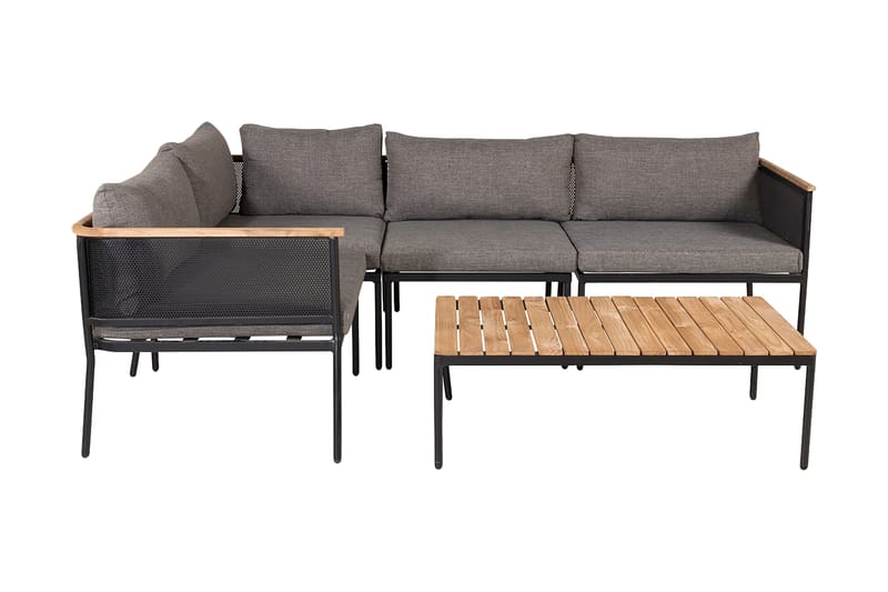 Nettan Hjørneloungegruppe med Puter Svart - Venture Home - Verandamøbler - Sofagruppe utendørs - Loungesett