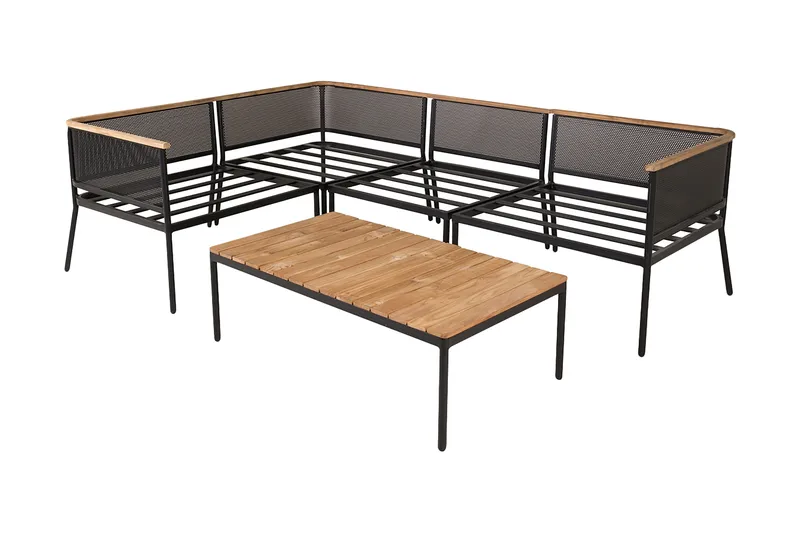 Nettan hjørneloungegruppe utendørs med puter - Svart - Hagemøbler - Loungemøbler - Loungesett