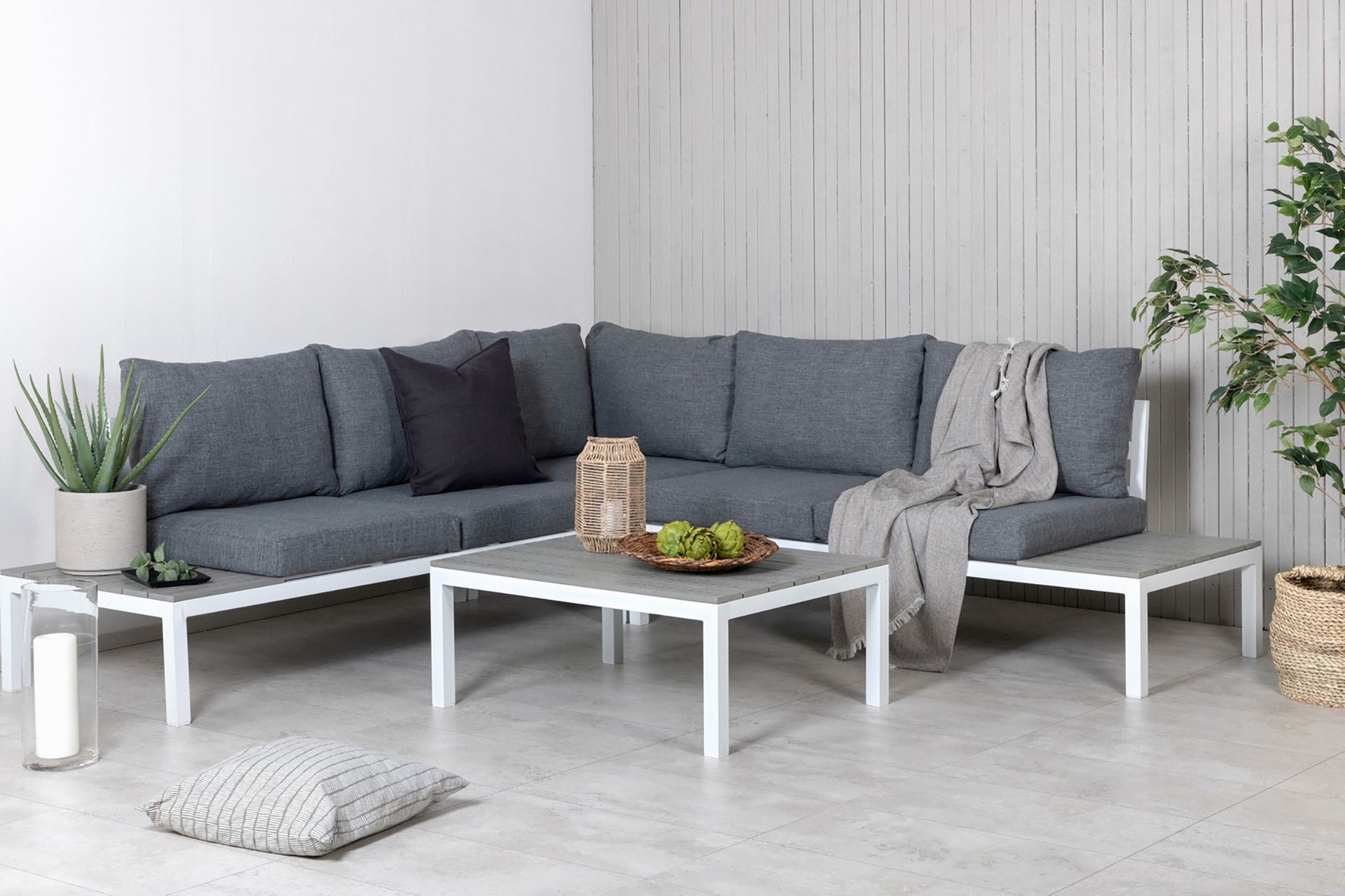 Odense Loungegruppe med Puter - Hvit - Hagemøbler - Loungemøbler - Loungesett