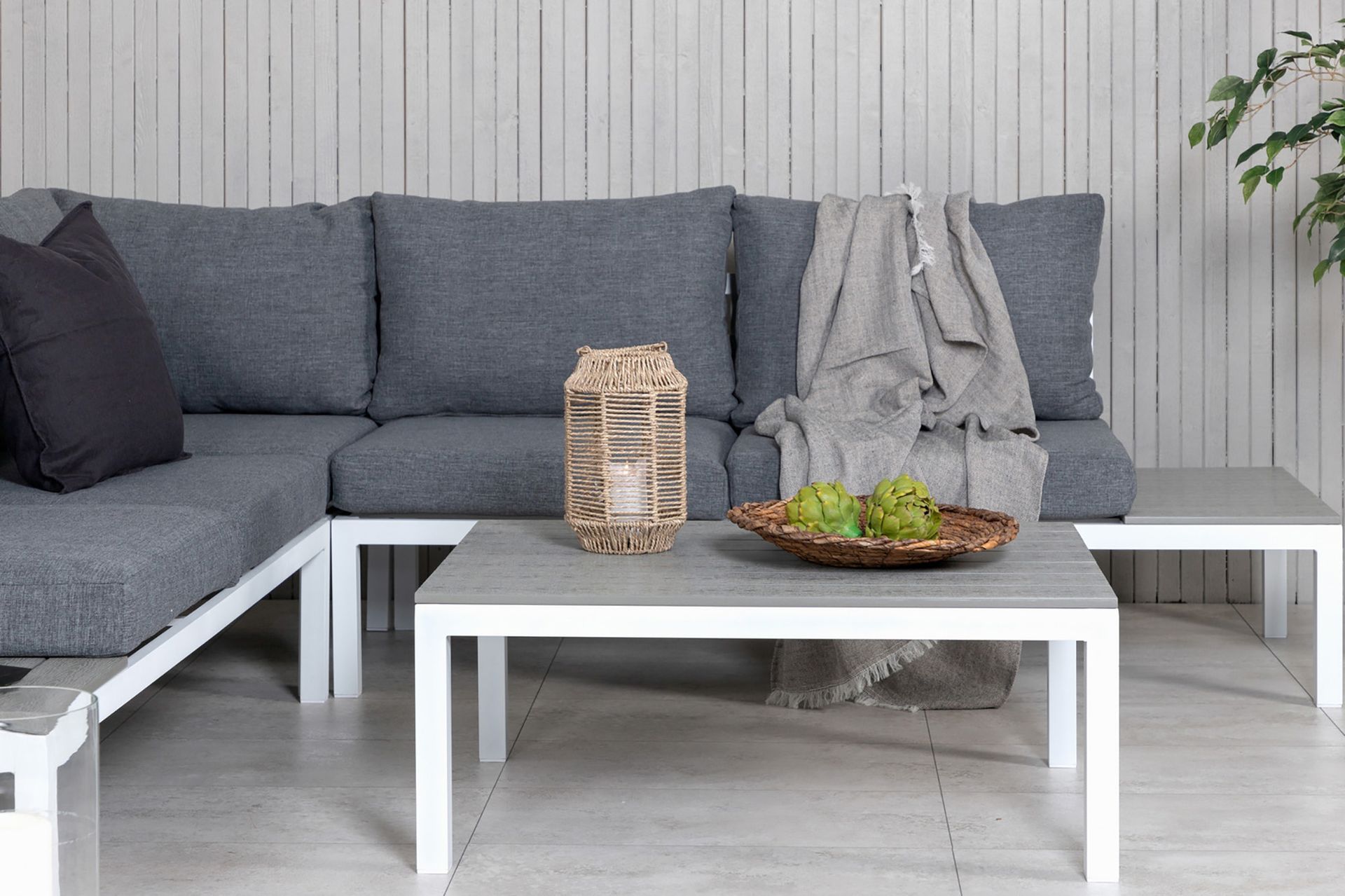 Odense Loungegruppe med Puter - Hvit - Hagemøbler - Loungemøbler - Loungesett