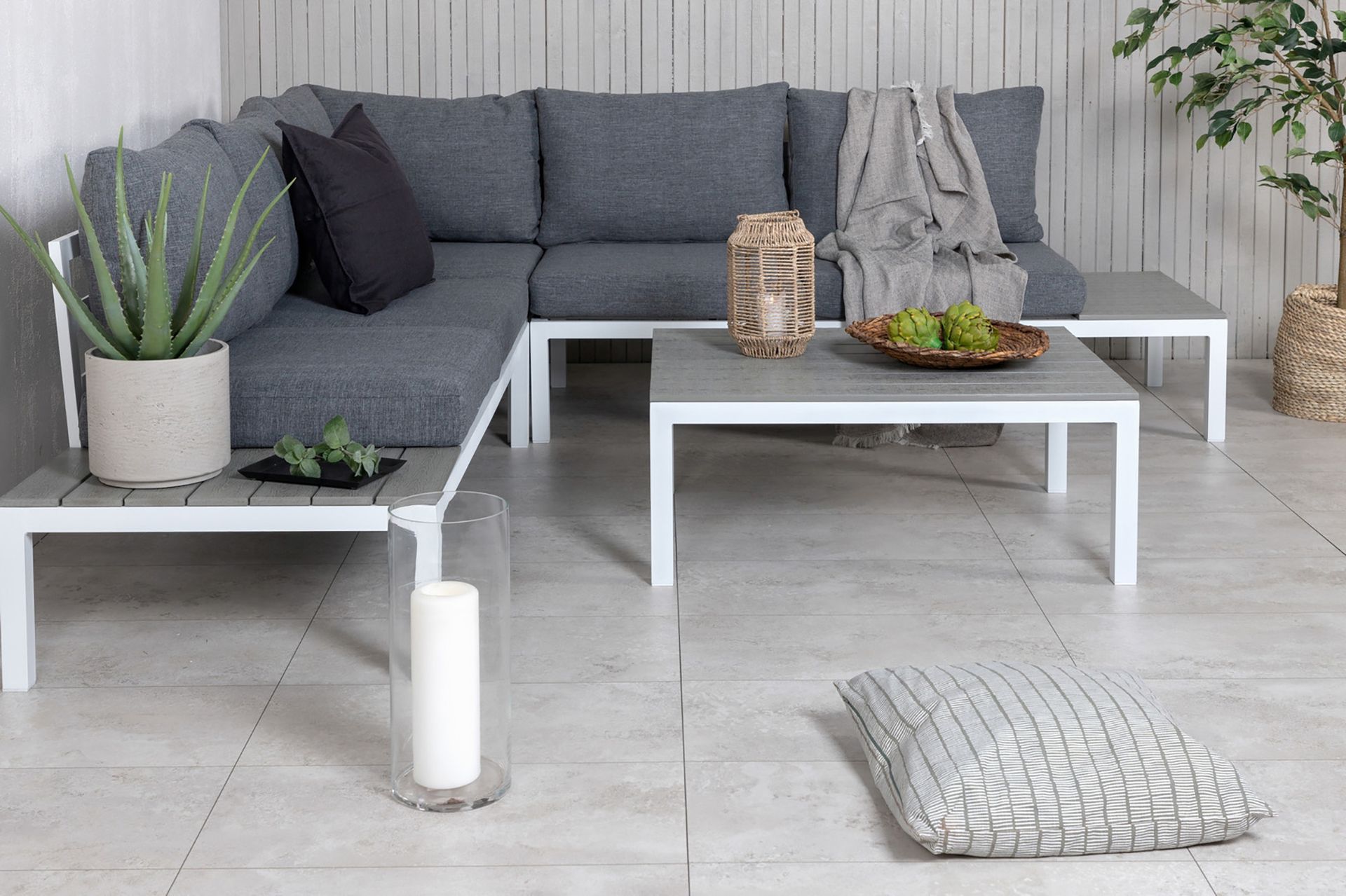 Odense Loungegruppe med Puter - Hvit - Hagemøbler - Loungemøbler - Loungesett