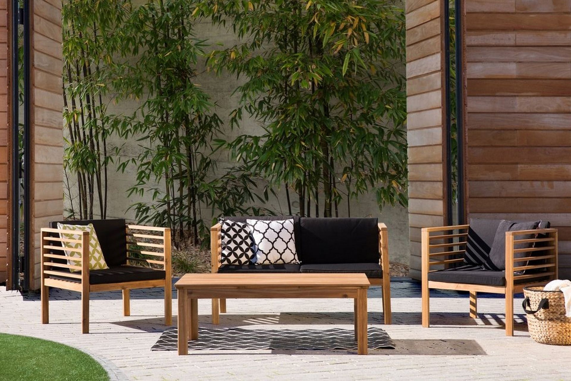 Pacific Loungegruppe 130 cm - Tre / Natur - Hagemøbler - Loungemøbler - Loungesett