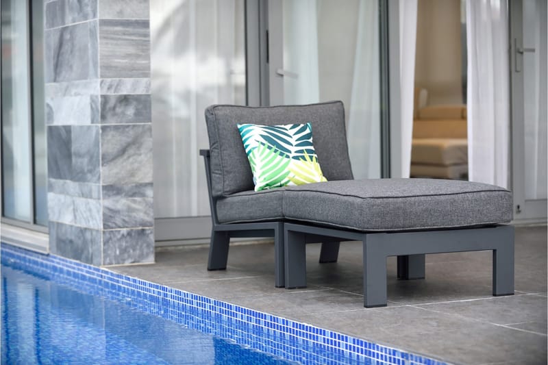 Palau Lenestol med Fotskammel - Grå - Hagemøbler - Loungemøbler - Loungestol ute