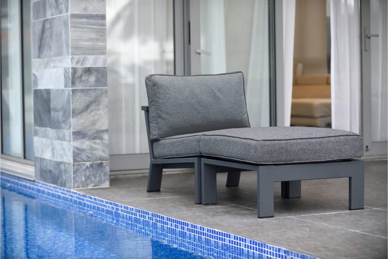Palau Lenestol med Fotskammel - Grå - Hagemøbler - Loungemøbler - Loungestol ute