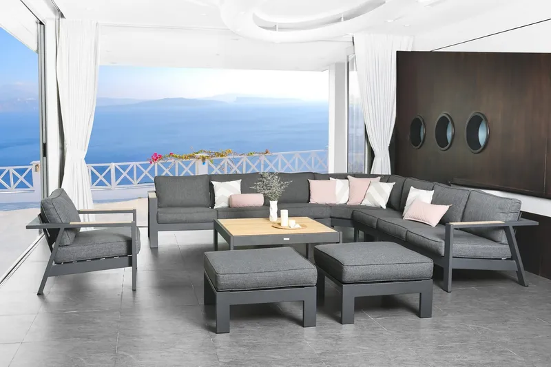 Palau Loungegruppe 5-seter - Tre/Grå - Hage - Utemiljø - Veranda & terrasse - Verandamøbler