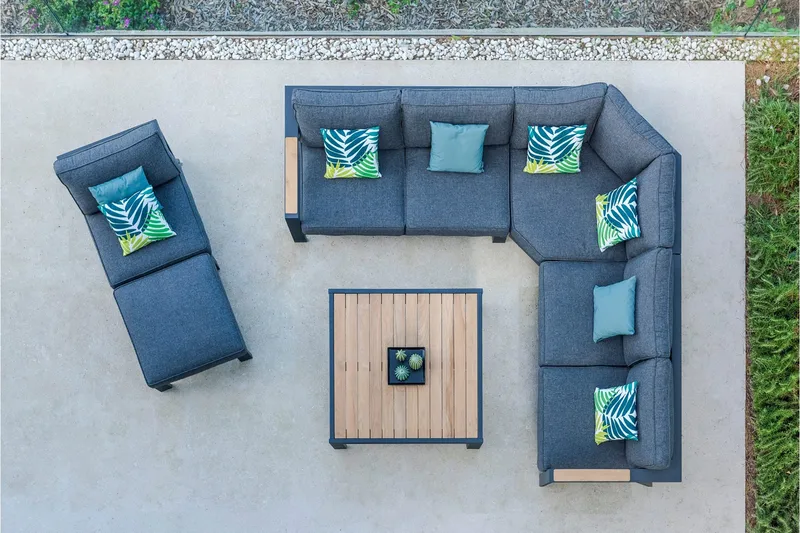 Palau Loungegruppe 5-seter - Tre/Grå - Hage - Utemiljø - Veranda & terrasse - Verandamøbler