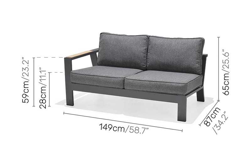 Palau Loungegruppe 6-seter - Tre/Grå - Hage - Utemiljø - Veranda & terrasse - Verandamøbler