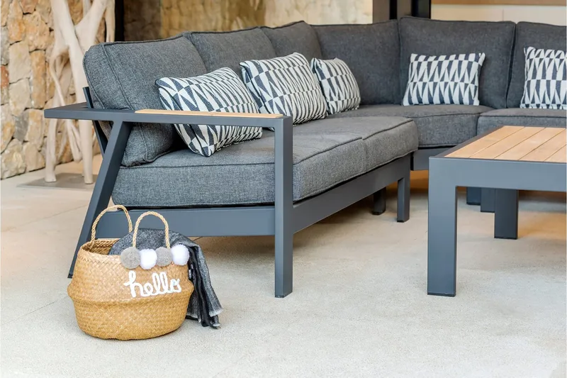 Palau Loungegruppe 6-seter - Tre/Grå - Hage - Utemiljø - Veranda & terrasse - Verandamøbler