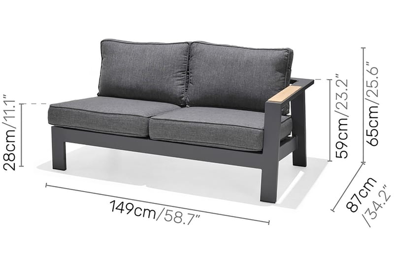 Palau Loungegruppe 8-seter - Tre/Grå - Hage - Utemiljø - Veranda & terrasse - Verandamøbler