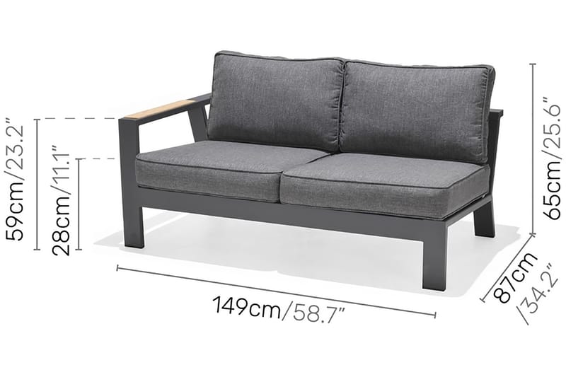 Palau Loungegruppe 8-seter - Tre/Grå - Hage - Utemiljø - Veranda & terrasse - Verandamøbler