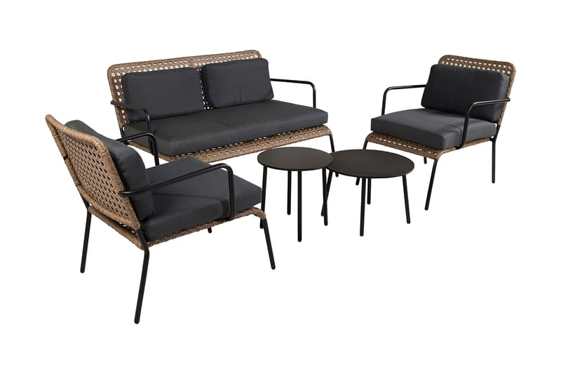 Paola Loungegruppe med Puter Svart - Venture Home - Verandamøbler - Sofagruppe utendørs - Loungesett