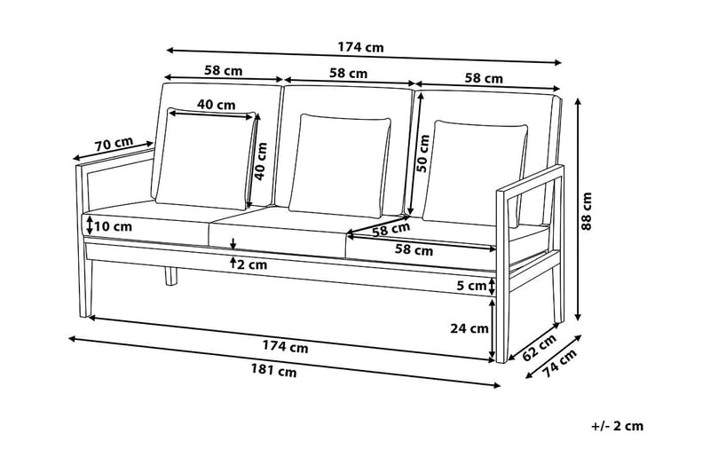 Pataja Loungegruppe 197 cm - Grå - Verandamøbler - Sofagruppe utendørs - Loungesett