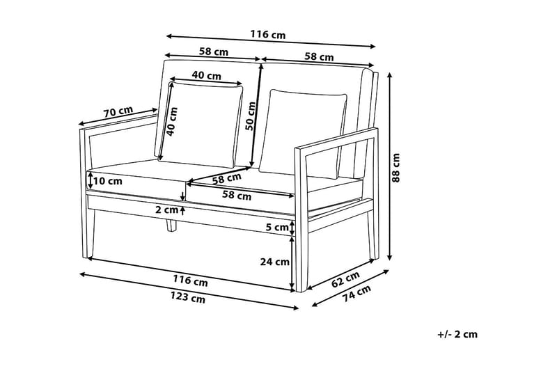 Pataja Loungegruppe 197 cm - Grå - Verandamøbler - Sofagruppe utendørs - Loungesett