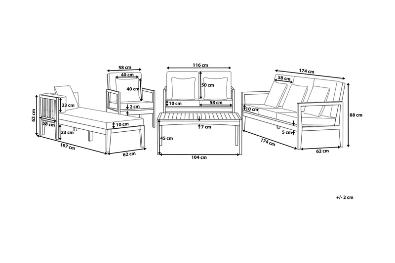 Pataja Loungegruppe 197 cm - Grå - Hagemøbler - Loungemøbler - Loungesett