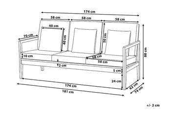 Pataja Loungegruppe 197 cm - Grå - Hagemøbler - Loungemøbler - Loungesett