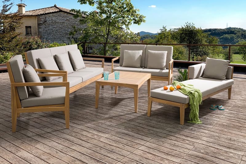 Pataja Loungegruppe 197 cm - Tre / Natur - Verandamøbler - Sofagruppe utendørs - Loungesett