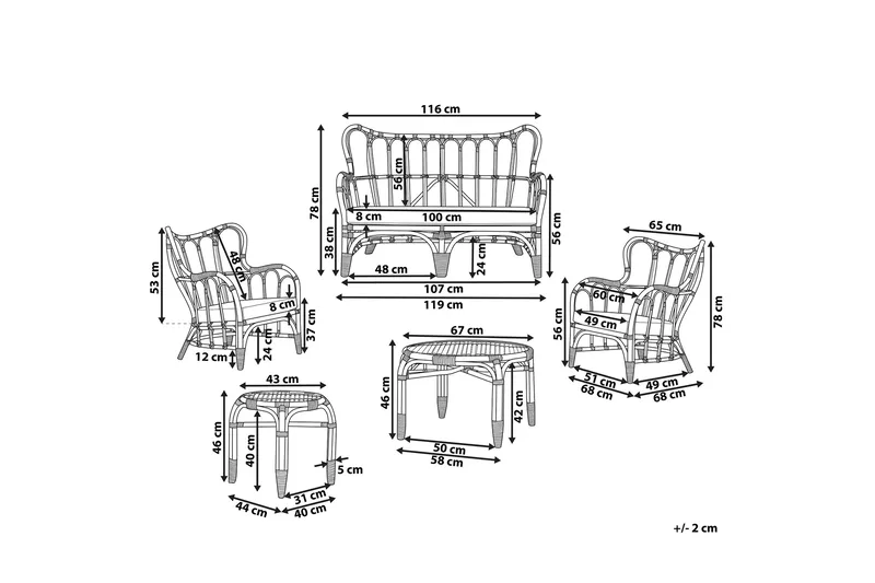 Pedagne Lounge gruppe 4-seter - Rotting / Beige - Hagemøbler - Loungemøbler - Loungesett