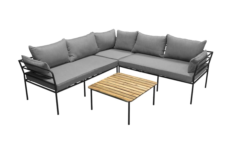 Penh Hjørnesofa Svart/Natur - Venture Home - Verandamøbler - Sofagruppe utendørs - Loungesett