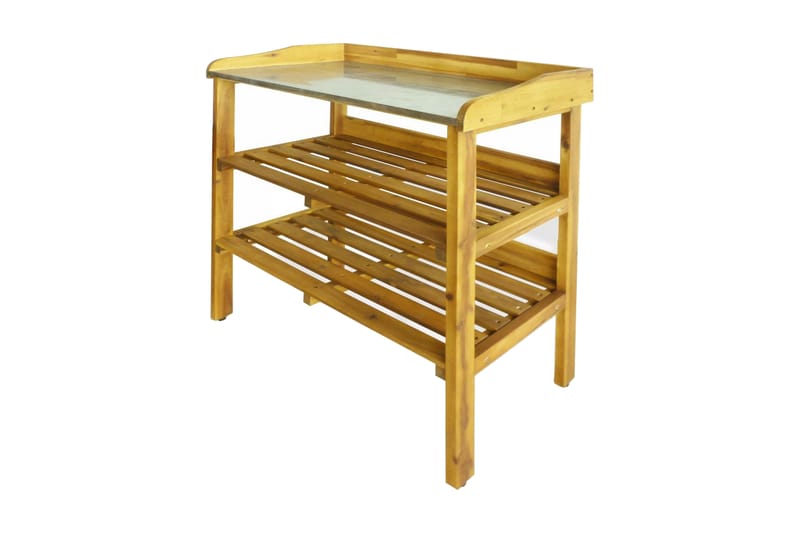 Plantebenk med 2 hyller heltre akasie og sink - Hagemøbler - Loungemøbler - Loungesett
