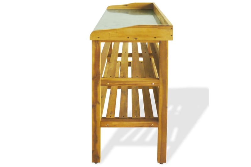 Plantebenk med 2 hyller heltre akasie og sink - Hagemøbler - Loungemøbler - Loungesett