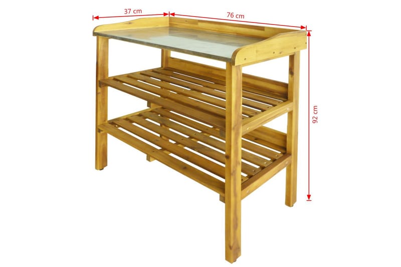 Plantebenk med 2 hyller heltre akasie og sink - Hagemøbler - Loungemøbler - Loungesett