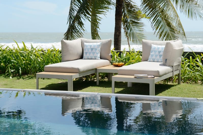 Portals Loungegruppe 4-seter - Hvit/Teak - Hage - Utemiljø - Veranda & terrasse - Verandamøbler