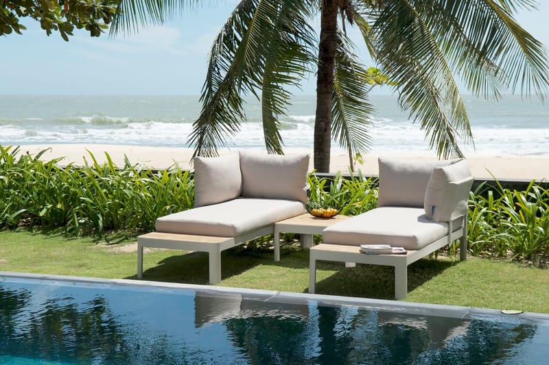 Portals Loungegruppe 4-seter - Hvit/Teak - Hage - Utemiljø - Veranda & terrasse - Verandamøbler