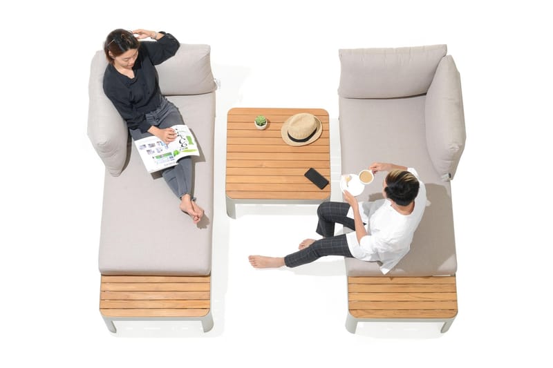 Portals Loungegruppe 4-seter - Hvit/Teak - Hage - Utemiljø - Veranda & terrasse - Verandamøbler