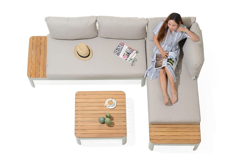 Portals Loungegruppe 4-seter - Hvit/Teak - Hage - Utemiljø - Veranda & terrasse - Verandamøbler