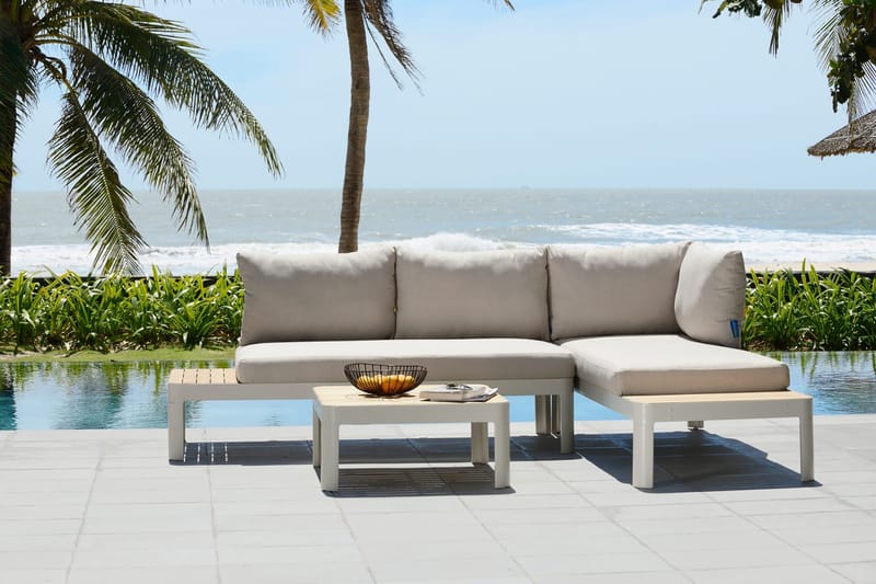 Portals Loungegruppe 4-seter - Hvit/Teak - Hage - Utemiljø - Veranda & terrasse - Verandamøbler