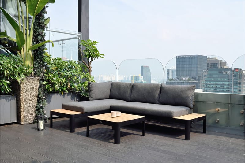 Portals Loungegruppe 4-seter - Svart / Teak - Hage - Utemiljø - Veranda & terrasse - Verandamøbler