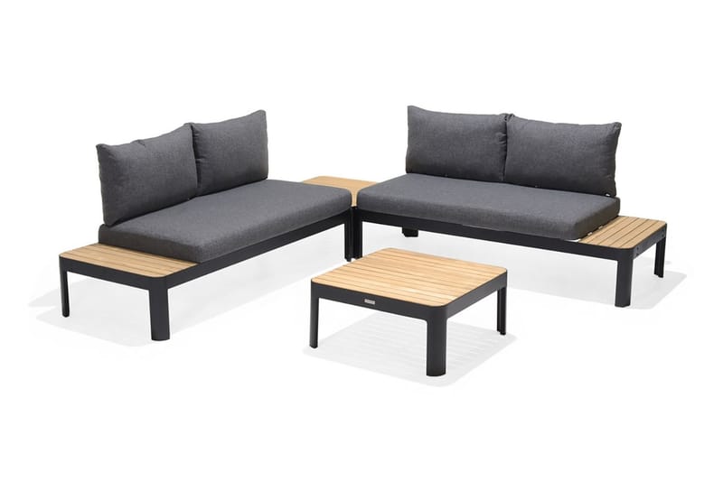 Portals Loungegruppe 4-seter - Svart / Teak - Hage - Utemiljø - Veranda & terrasse - Verandamøbler