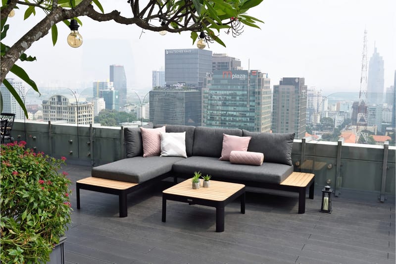 Portals Loungegruppe 4-seter - Svart / Teak - Hage - Utemiljø - Veranda & terrasse - Verandamøbler