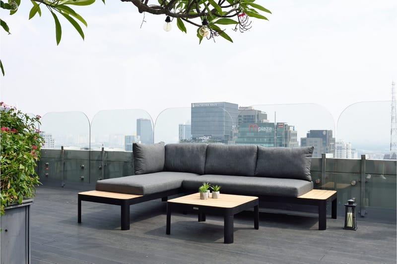 Portals Loungegruppe 4-seter - Svart / Teak - Hage - Utemiljø - Veranda & terrasse - Verandamøbler