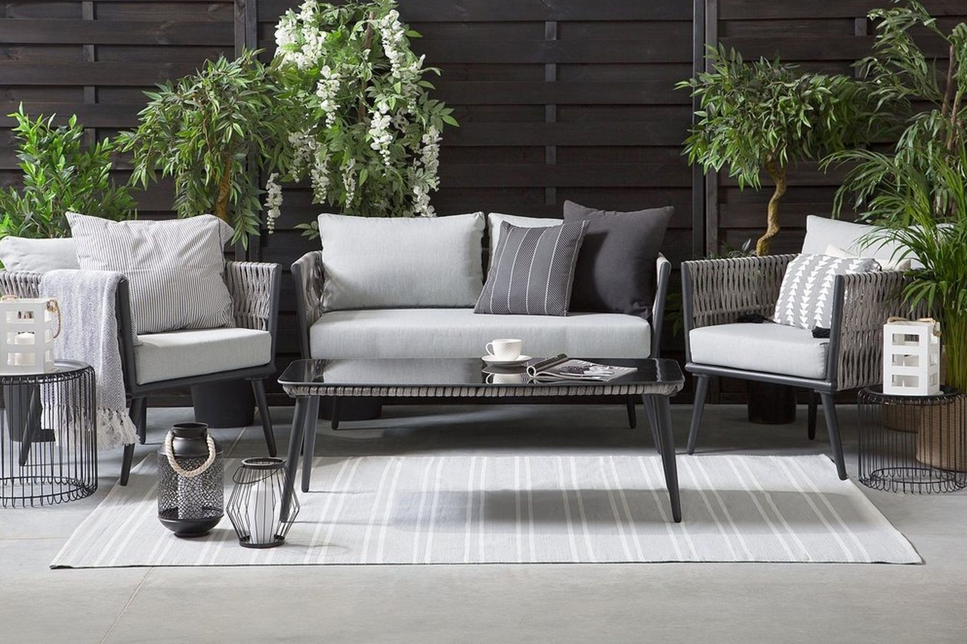 Preveza Loungegruppe 120 cm - Grå