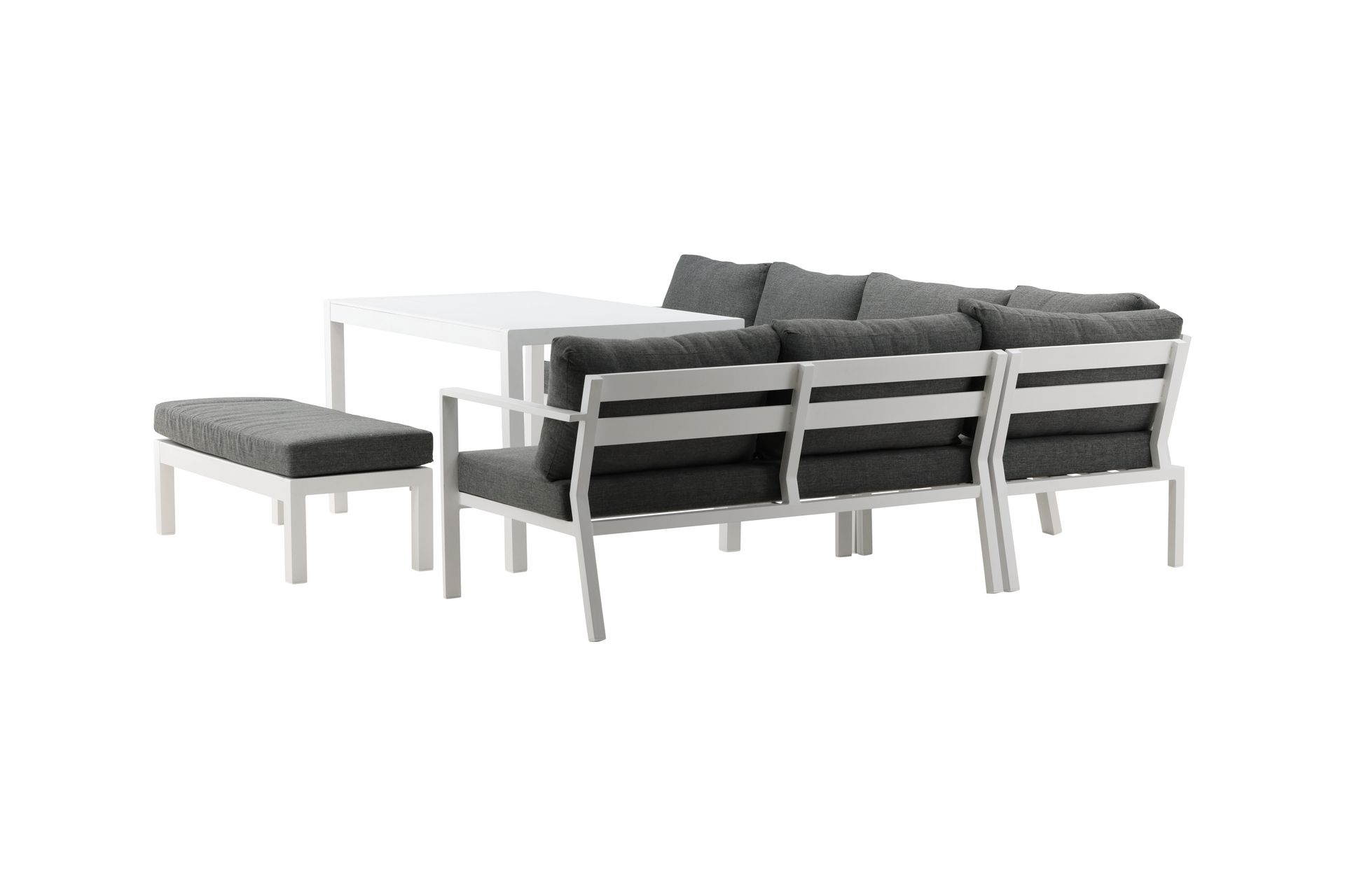 Ramos Hjørnesofa - Hvit/Grå - Hagemøbler - Loungemøbler - Loungesett