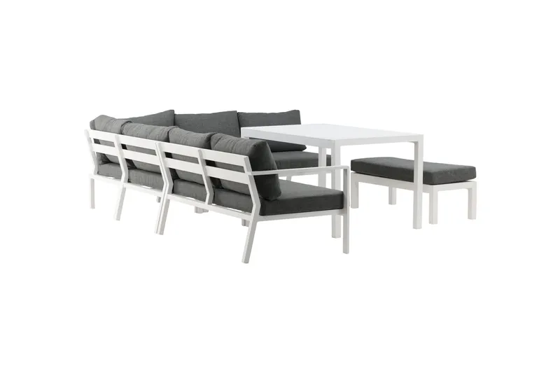 Ramos Hjørnesofa - Hvit/Grå - Hagemøbler - Loungemøbler - Loungesett