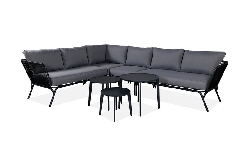 Roxo Hjørneloungegruppe med Puter - Svart - Hagemøbler - Loungemøbler - Loungesett