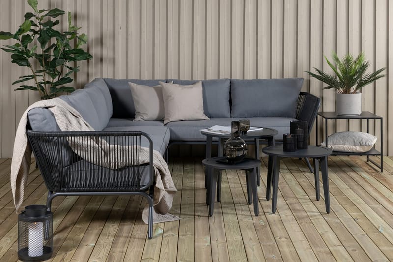 Roxo Hjørneloungegruppe med Puter Svart - Venture Home - Verandamøbler - Sofagruppe utendørs - Loungesett