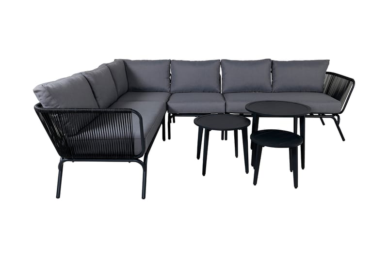 Roxo Hjørneloungegruppe med Puter - Svart - Hagemøbler - Loungemøbler - Loungesett