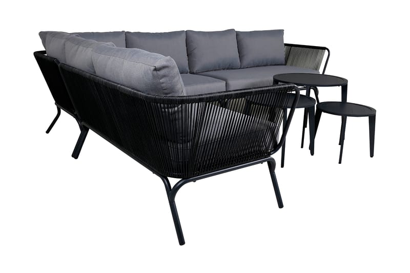 Roxo Hjørneloungegruppe med Puter - Svart - Hagemøbler - Loungemøbler - Loungesett