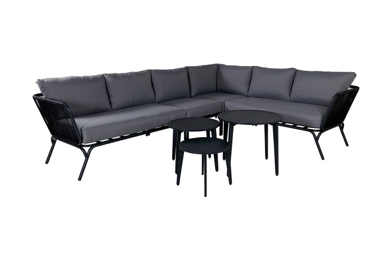 Roxo Hjørneloungegruppe med Puter - Svart - Hagemøbler - Loungemøbler - Loungesett