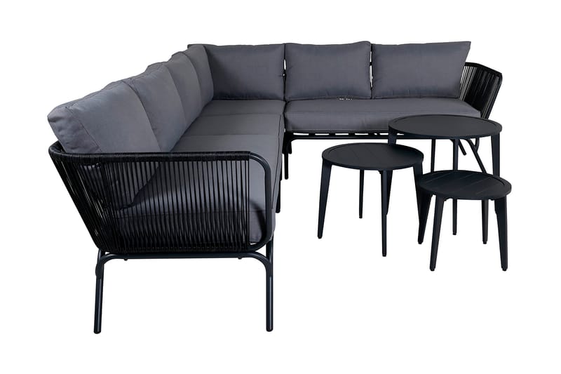 Roxo Hjørneloungegruppe med Puter - Svart - Hagemøbler - Loungemøbler - Loungesett