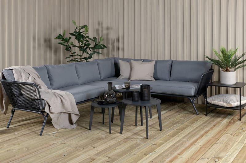 Roxo Hjørneloungegruppe med Puter Svart - Venture Home - Verandamøbler - Sofagruppe utendørs - Loungesett