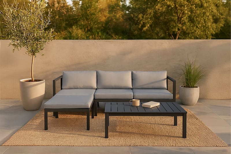 Salvador Loungegruppe - Grå/Svart - Hagemøbler - Loungemøbler - Loungesett