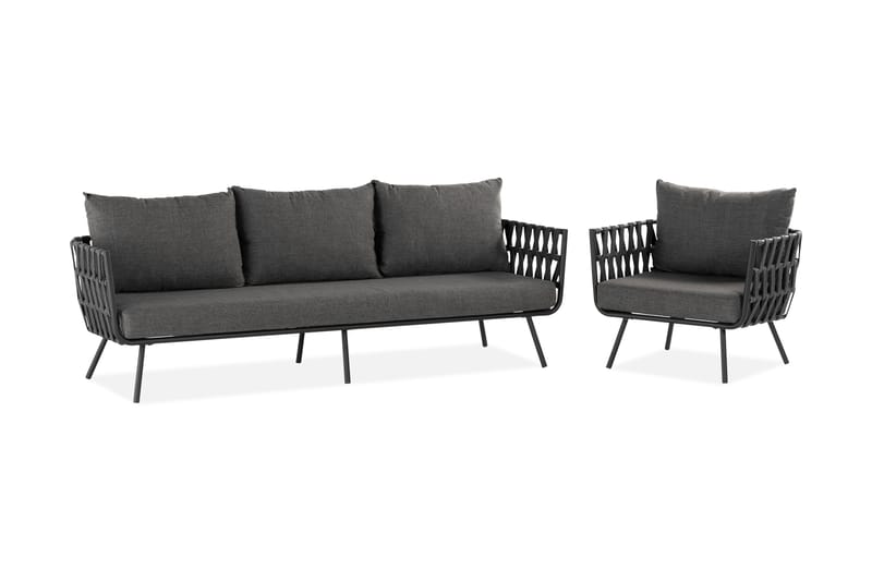 Sandina Sofagruppe 4-seters - Tau/Svart/Grå - Hage - Utemiljø - Veranda & terrasse - Verandamøbler