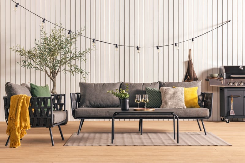 Sandina Sofagruppe 4-seters - Tau/Svart/Grå - Hage - Utemiljø - Veranda & terrasse - Verandamøbler