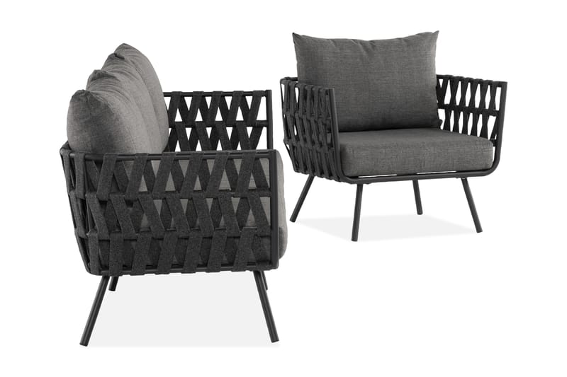 Sandina Sofagruppe 4-seters - Tau/Svart/Grå - Hage - Utemiljø - Veranda & terrasse - Verandamøbler