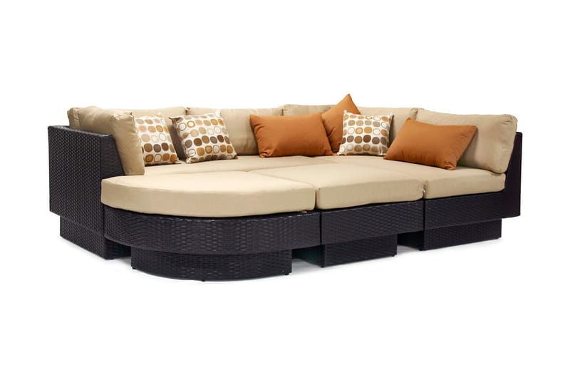 Sengesett STELLA med beige puterfarge: mørkebrun - Verandamøbler - Sofagruppe utendørs - Loungesett