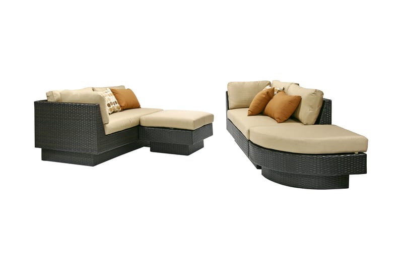 Sengesett STELLA med beige puterfarge: mørkebrun - Hagemøbler - Loungemøbler - Loungesett